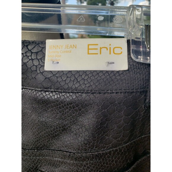 $118 Eric Jenny Jean Sz 4 Tummy Control Textured MID Rise Black Snakeskin Pants - Picture 9 of 14